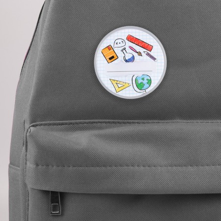The icon is plastic, with the insert "School", D = 5 cm-3