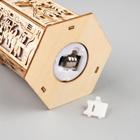 Christmas tree toy "Lantern with a house", from batteries, a glow of warm white-4