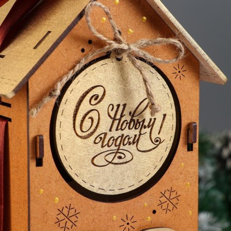Wooden box, 13.5 × 11.5 × 36.5 cm "New Year's. House", Gift packaging, Mokko-2