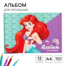 Album for drawing A4, 12 sheets 100 g/m², on paper, princesses