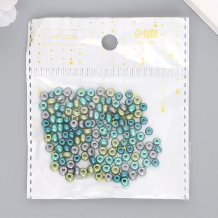 Glass beads 6/0 "metallic. Melange. Blue-green" 10 g-3