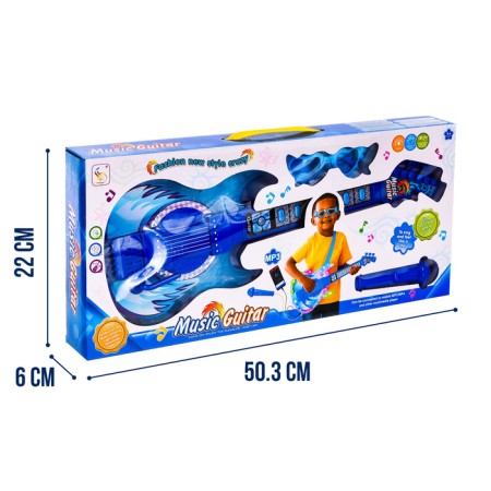 Toy musical guitar "Play and sing", with a microphone, sound effects, blue color-5