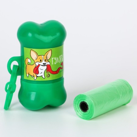 Container with packets for cleaning dogs "walk" (roll 15 pcs)-2