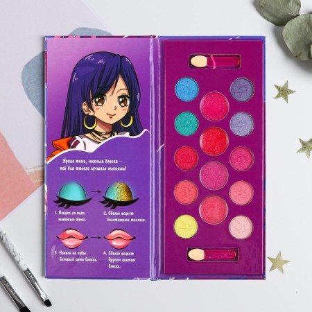 Cosmetics set "Stylish Girls", shadows 10 cV 1.3 g, shine 4 cV 0.8 grams-2