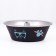 The bowl is round with a non -slip base and print, 450 ml, black