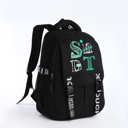 School backpack on lightning, 5 pockets, black color-2