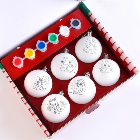 Set for creativity. Christmas balls for coloring "Winter History", 6 pcs-9