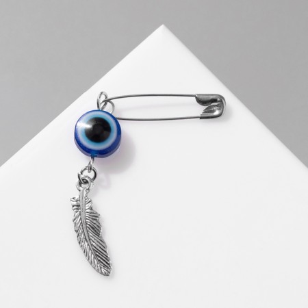 Pin-shaped pins "from the evil eye" feather, blue color in silver-1