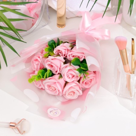 A premium bouquet of pink soap roses, 11 pcs-2