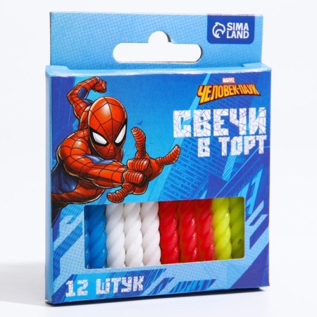 Set of candles for the cake "Happy Birthday", 12 pieces, spider-man