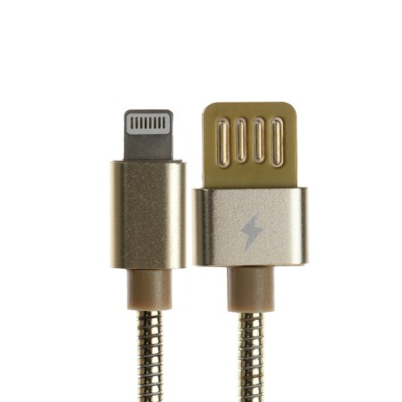 Lightning cable - usb, 2.1 a, metal braid, 1 meter, golden-1