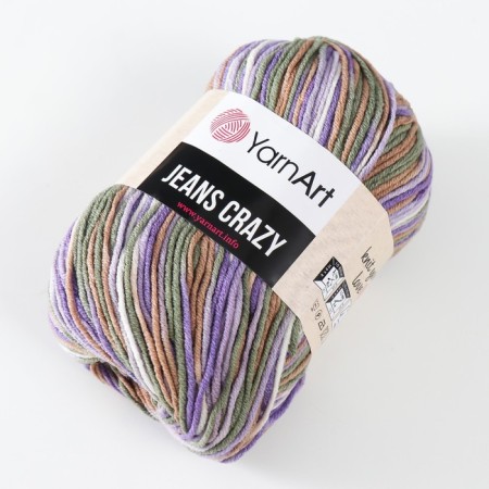 Yarn "Jeans Crazy" 55% cotton, 45% acrylic 160m/50g (7207 violet-sir-green.)-1
