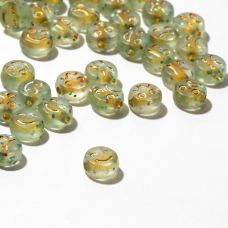 Acrylic bead "Smiles" mix, 7 × 4 mm, gold color-1