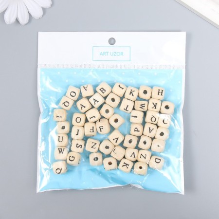 A set of beads for creativity wood "English alphabet" (set50 pcs) 1x1x1 cm-4