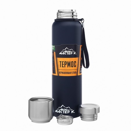 Thermos, 1 l, the journey "Master K.", with a circle, retains heat 24 hours, with sieve-2