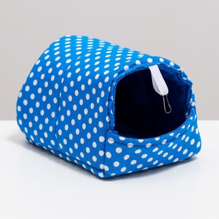 House "Nora" for rodents 20*14*12 cm, calico, fleece, foam rubber, blue