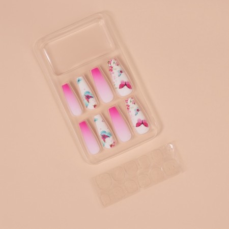 Pavers "Butterflies", 12 pcs, with adhesive plates, ballerina shape, pink/white color-1