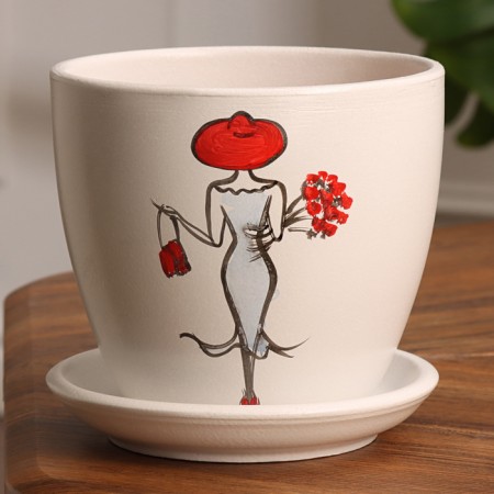 Flower pot "Girl in a hat" 1.4 liters