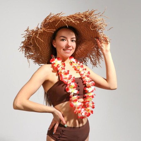 Hawaiian necklace "Large flowers", Mix colors