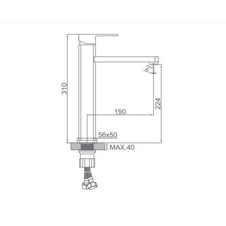 Accoona A9122F shell mixer, 1-crap, silumin, cartridge 35mm, h = 31cm, black-5