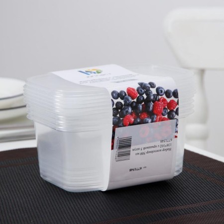Set of containers, 500 ml, 13.8 × 10.2 cm, 5 pcs, with a lid, the color is transparent-5