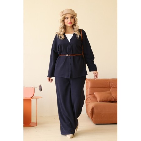 Women's costume: cardigan, trousers, size 50, black color-14