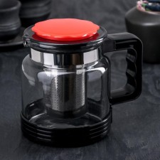 The teapot is a glass collar “flower”, 750 ml, with a metal sieve, black color