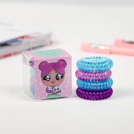 Hair gum spring "Claire", 4 pcs, diam 3.5 cm-1