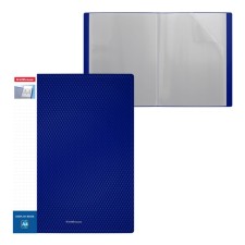 Folder 40 A4 inserts, 600 μm, Erichkrause Diamond Total Blue, with a pocket on a spine, embossing, blue