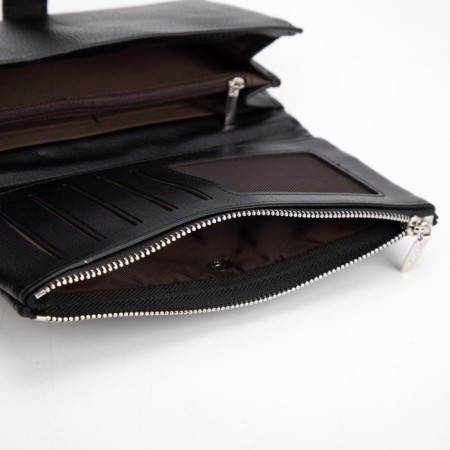 Women's wallet on the button, black color-3