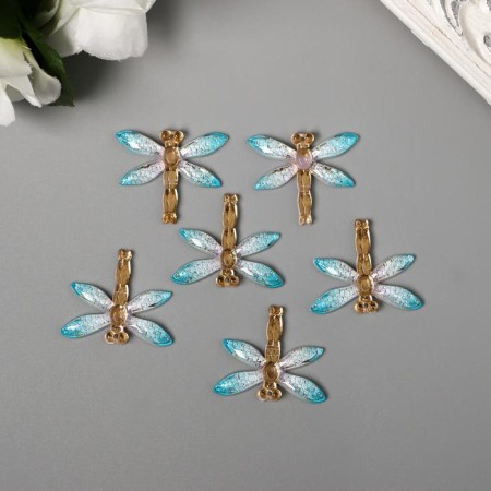 Decor for creativity plastic "Dragonfly with blue wings" 2.7x3.2 cm-1