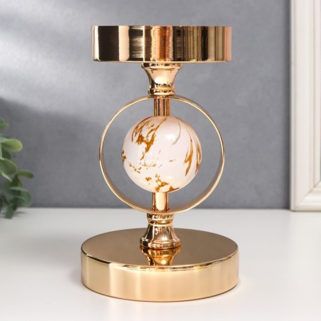 Summary Metal for 1 candle "White Marble Ball in the field" Gold 18.5x12x12 cm-4