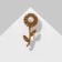 Brooch "Flower" Simp with bead, white-brown color in matte gold