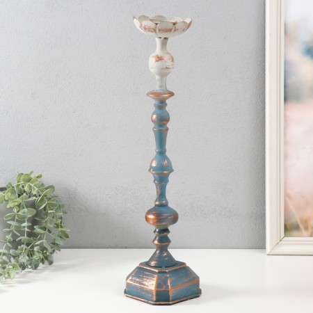 Summary Metal for 1 candle "Monica" aged blue-silver 11x11x46.5 cm-1