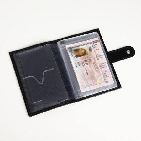 Cover for auto documents on the button, textura, black color-5