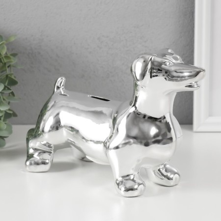 Pig a piggy bank Ceramics "Silver dachshund" 24.510.5x16.5 cm