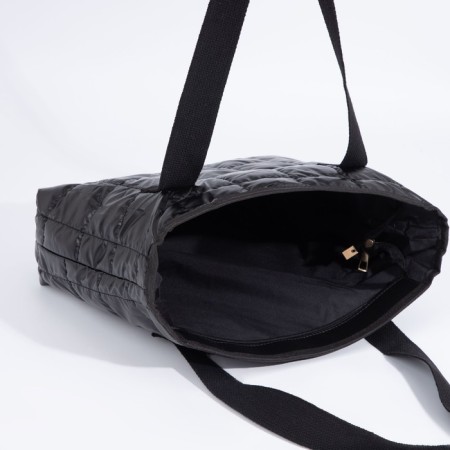 Soper bag with zipper, black color-4