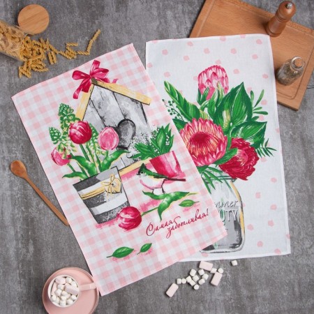 A set of kitchen towels of the "most caring", 35x60cm-2pcs, 100% HL
