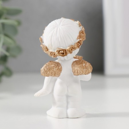 Polystone souvenir "Angel in a wreath with a rose" white with gold 6.7x3x4.2 cm-2