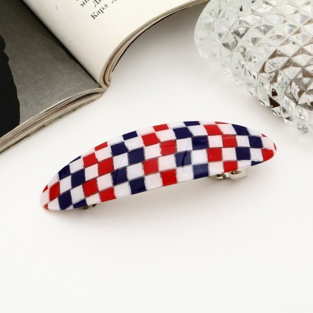 Halfish hair clip "Chess" 9 cm, mix