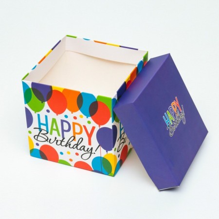 Self -charged box "Happy Birthday" Violet 10x10x10 cm-3