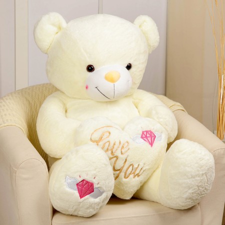 Soft toy "Bear" with a heart, 115 cm, white color-1