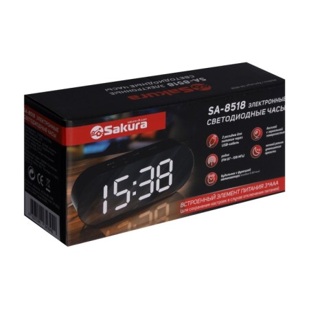 Sakura SA-8518, electronic, an alarm clock, radio, 3HAAA, black-6