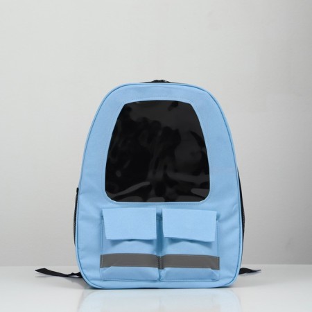 A backpack for carrying animals with a viewing window, blue-1