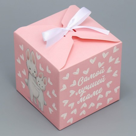 Gift folding box, packaging, “best mom”, 12 x 12 x 12 cm-1