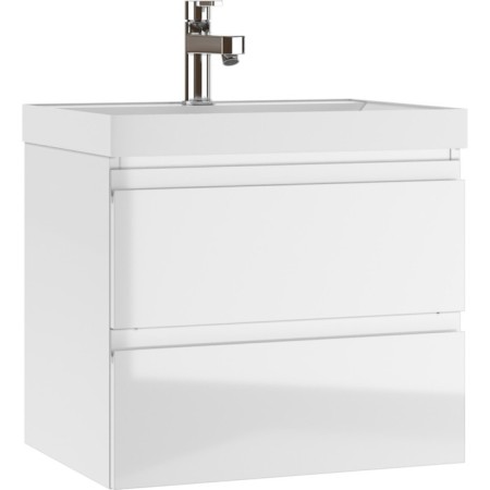 Graffo domino cabinet under the Classica 60 sink, white gloss, suspended, with 2 upper boxes