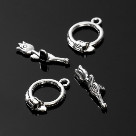 Castle - Toggl of 2 × parts "Tulip", 20 × 14 mm, 22 mm (set 4 pcs.), Black silver