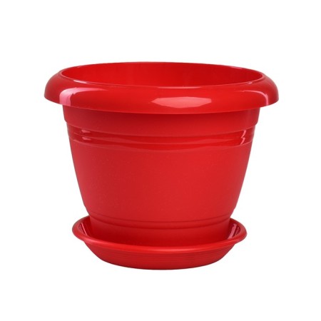 Plastic pot "Feston", D = 17, with a pallet, red