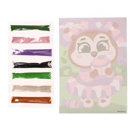 Frescoes with sand "Owl with sweets"-4