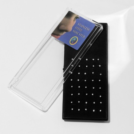 Piercing in the nose straight, set 40 pcs., L = 10 mm, white color in silver-1